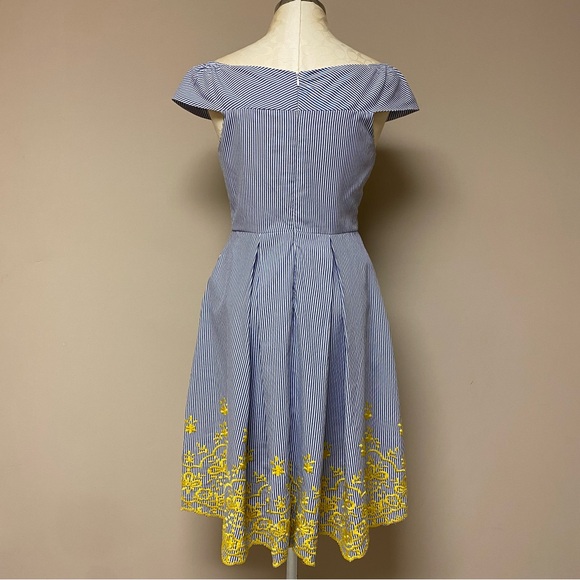 Nicole Miller Embroidered Striped Dress - Picture 3 of 7